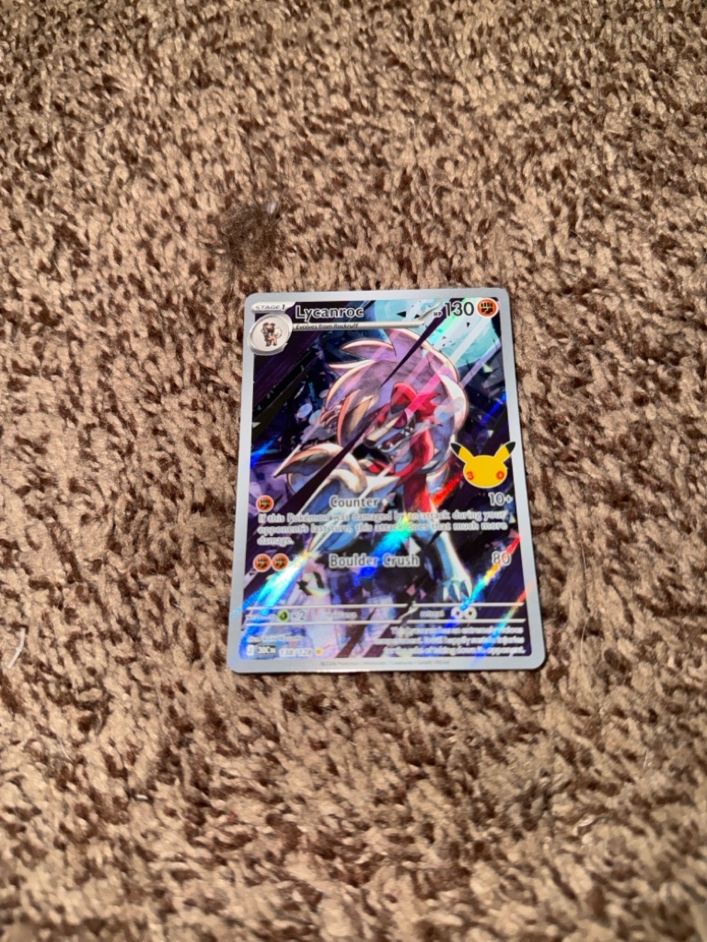 Pokemon Lycanroc 138/128 30th anniversary illustration Rare